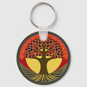 Brown and Navy Tree of Life Keychain