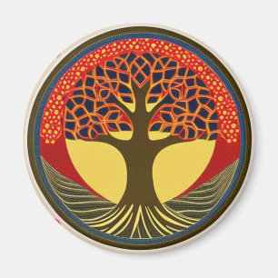Brown and Navy Tree of Life Magnet