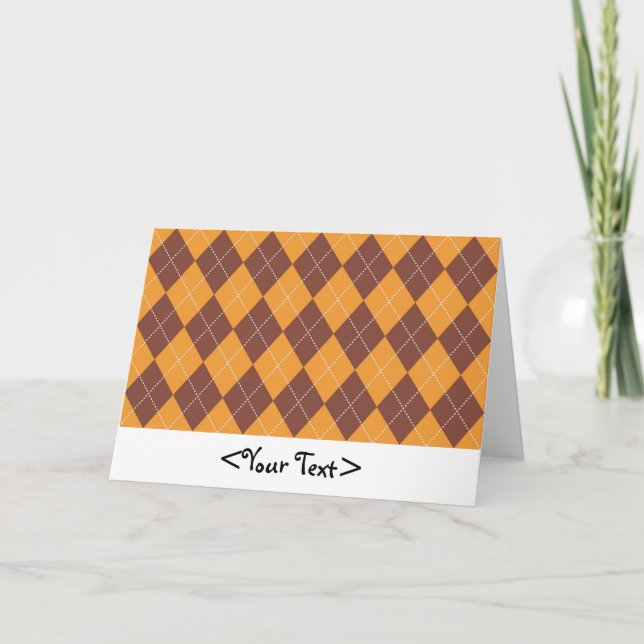 Brown and Orange Argyle Pattern Card (Front)
