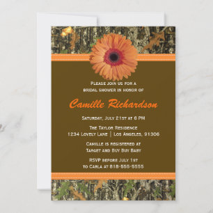 Brown and Orange Daisy Bridal Shower Invitation