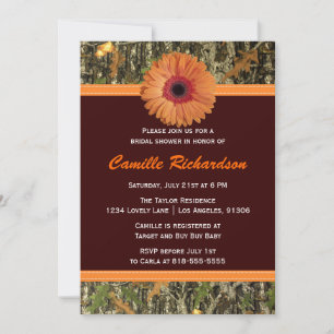 Brown and Orange Daisy Bridal Shower Invitation