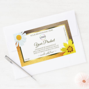 Brown and Orange Glitter White Product Labels Logo
