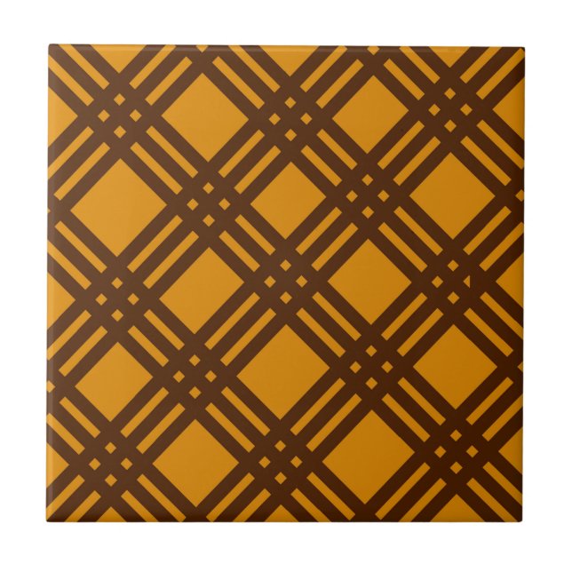 Brown and Orange Lattice Tile (Front)
