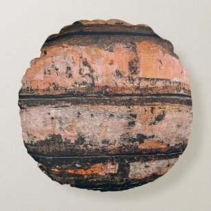 Brown and orange panel round cushion