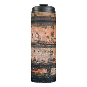 Brown and orange panel thermal tumbler