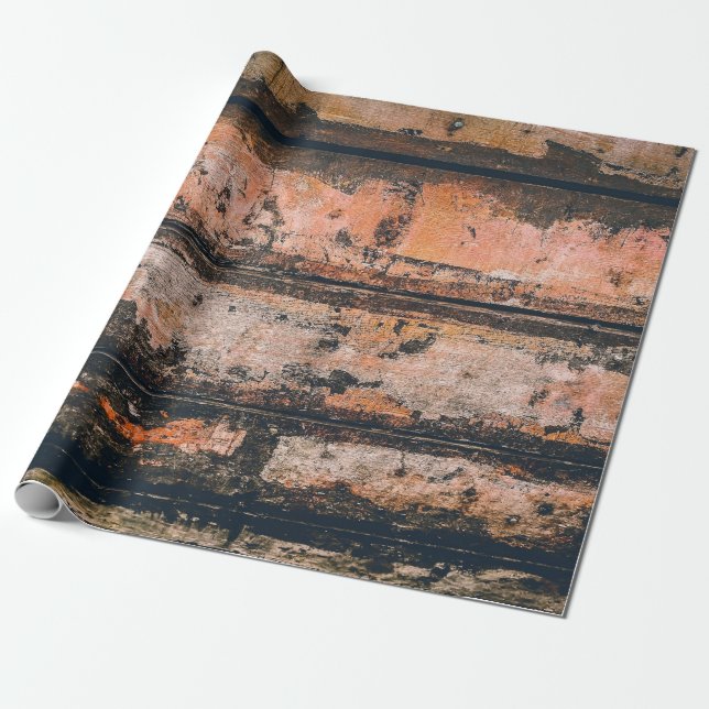 Brown and orange panel wrapping paper (Unrolled)