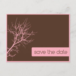 Brown and Pink Autumn Branches Save the Date Announcement Postcard