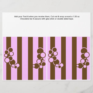 Brown and Pink Birthday Custom Candy Bar Wrappers