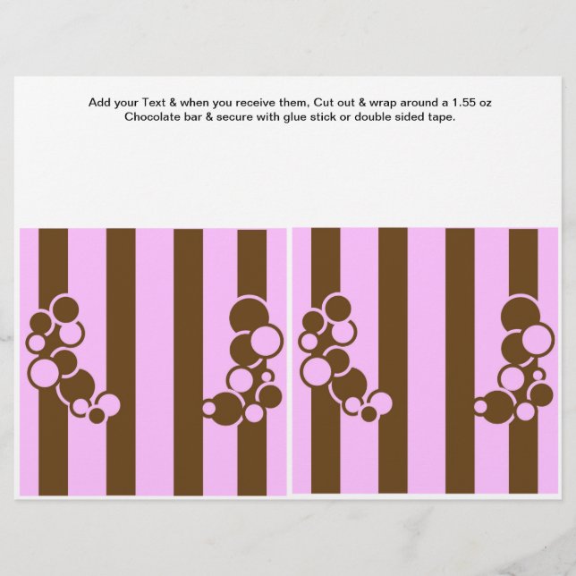 Brown and Pink Birthday Custom Candy Bar Wrappers (Front)