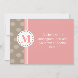 Brown and Pink Dots and Stripes Custom Stationery Note Card