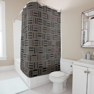 Brown and Pink Geometric Shower Curtain
