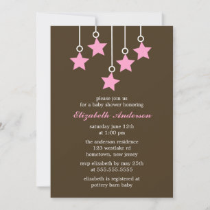 Brown and Pink Mobile Baby Shower Invitation