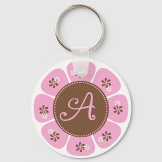 Brown and Pink Monogram A Key Ring