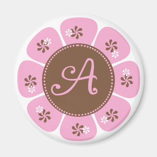 Brown and Pink Monogram A Magnet (Front)
