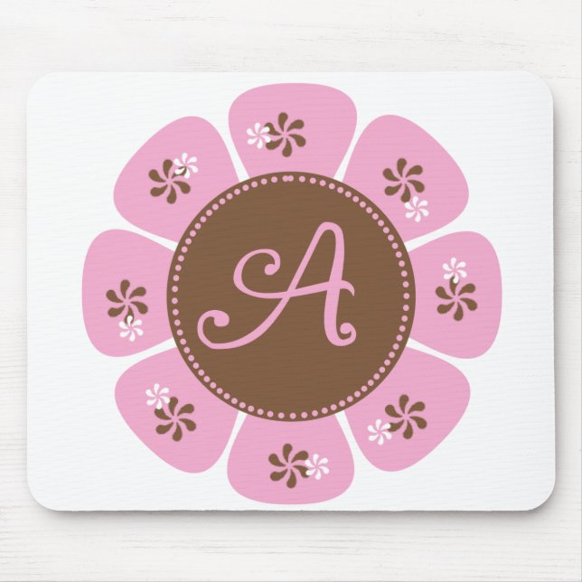 Brown and Pink Monogram A Mouse Mat (Front)