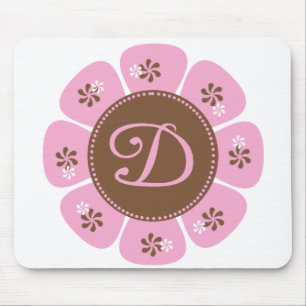 Brown and Pink Monogram D Mouse Mat