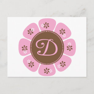 Brown and Pink Monogram D Postcard