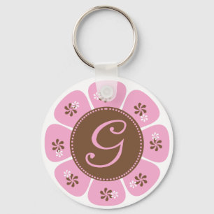 Brown and Pink Monogram G Key Ring