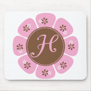 Brown and Pink Monogram H Mouse Mat