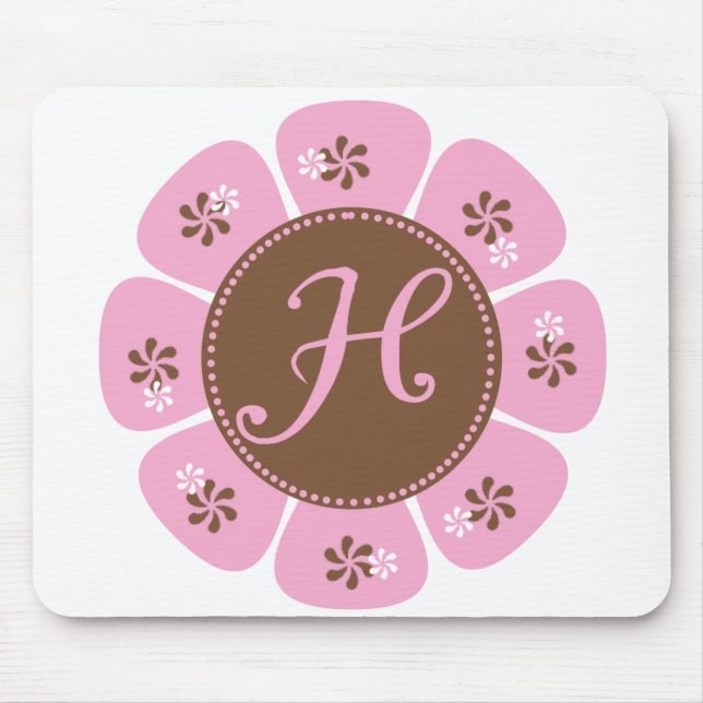 Brown and Pink Monogram H Mouse Mat (Front)