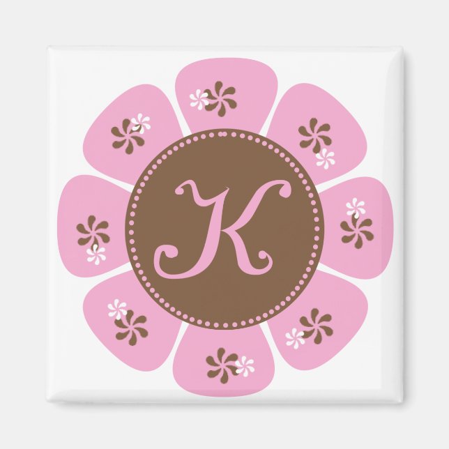 Brown and Pink Monogram K Magnet (Front)