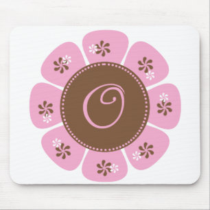 Brown and Pink Monogram O Mouse Mat