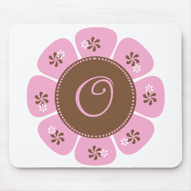 Brown and Pink Monogram O Mouse Mat (Front)