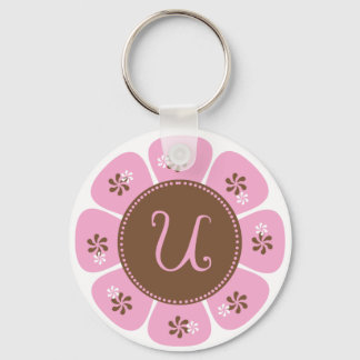 Brown and Pink Monogram U Key Ring