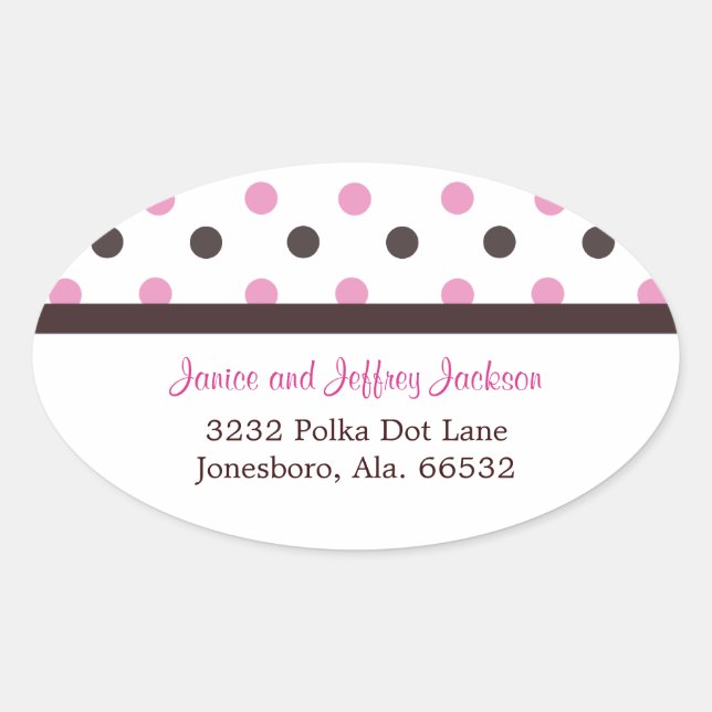 Brown and Pink: Polka Dot Address Sticker (Front)