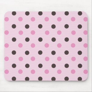Brown and Pink Polka Dot Mouse Mat