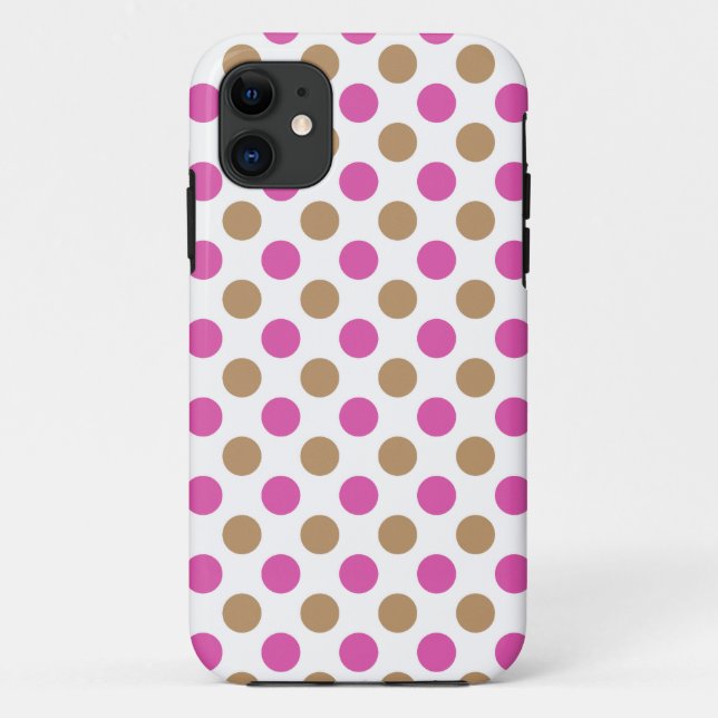 Brown and pink polka dots pattern Case-Mate iPhone case (Back)