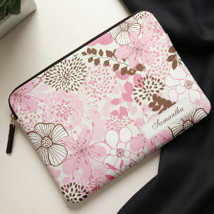 Brown and Pink Spring Garden Laptop Sleeve