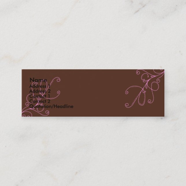Brown and Pink swirls with Plan Brown Back Mini Business Card (Front)