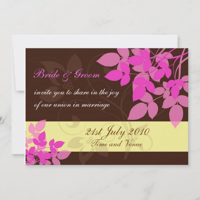 Brown and Pink Wedding Invitation (Front)