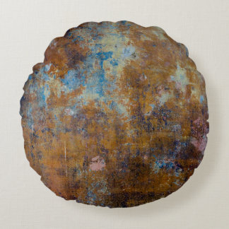 Brown and pink wooden surface round cushion