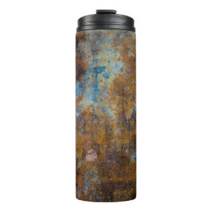 Brown and pink wooden surface thermal tumbler