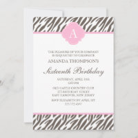 Brown and Pink Zebra Pattern Monogram