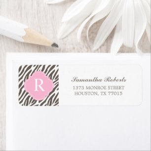 Brown and Pink Zebra Stripes Monogram