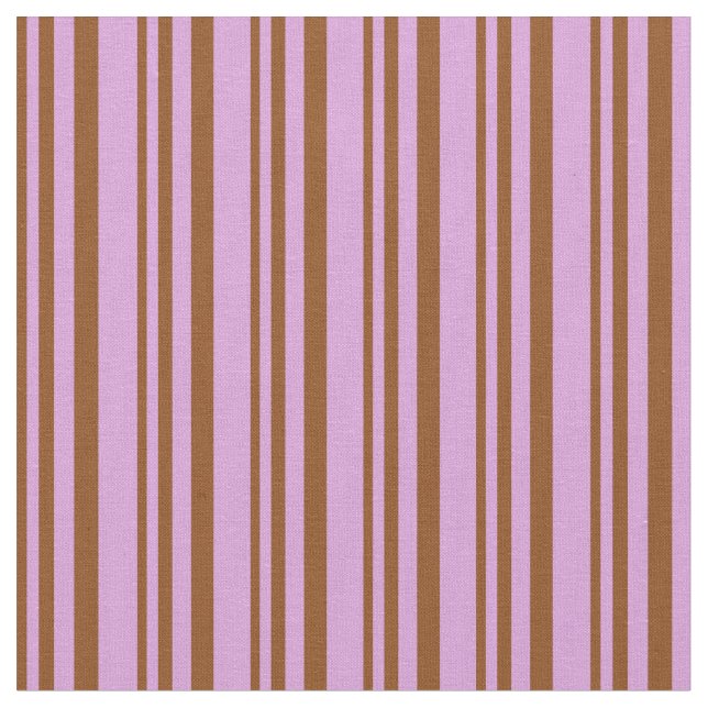Brown and Plum Coloured Lined/Striped Pattern Fabric (Close Up)