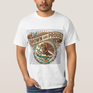 Brown and Proud Heritage Banner - Mexican Eagle T-Shirt