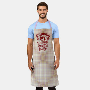 Brown and Purple Plaid Running on Cheer Christmas Apron