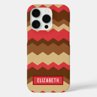 Brown and Red Autumn Geometric Zig Zag iPhone 16 Pro Case
