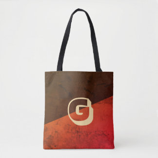Brown and red tote bag
