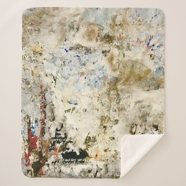 Brown and red wallpaper sherpa blanket (Front)