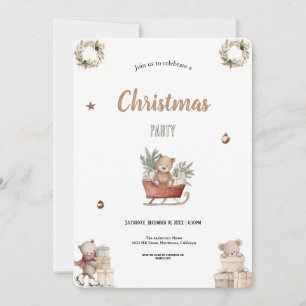 brown and red winter christmas party invitation