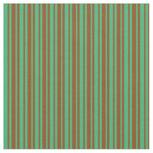 Brown and Sea Green Coloured Lines/Stripes Pattern Fabric
