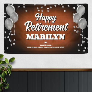 Brown and Silver Happy Retirement  Banner