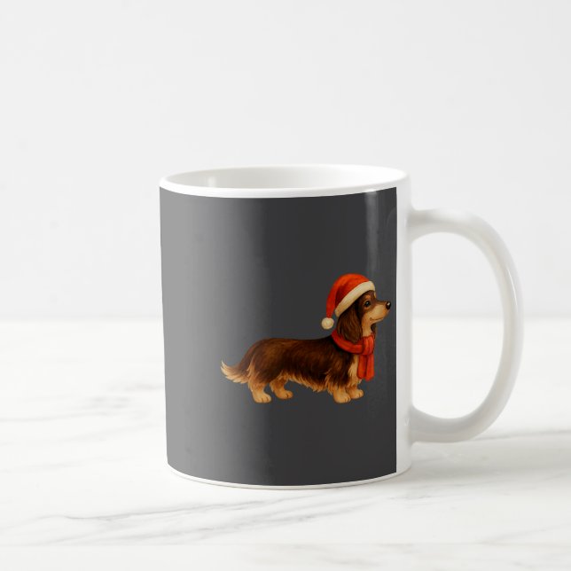 Brown And Tan Christmas Dachshund Santa Hat  Coffee Mug (Right)