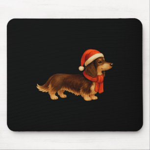 Brown And Tan Christmas Dachshund Santa Hat  Mouse Mat