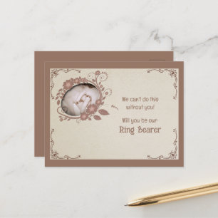 Brown and Tan Floral Ring Bearer Invitation